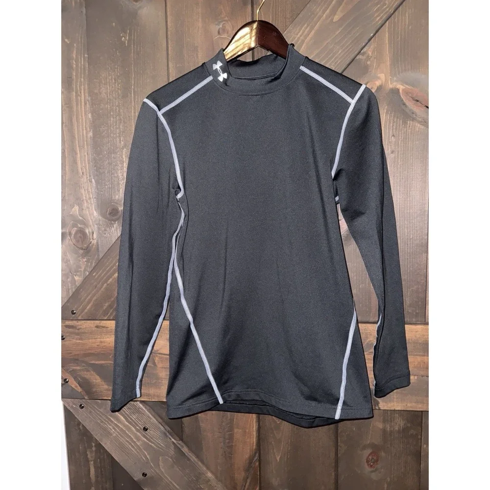 Under Armour‎ Shirt Mens Small Black Polyester Compression ColdGear Mock Neck